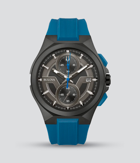 98B380 BULOVA BLACK DIAL SILICONE MACHINE SPORT