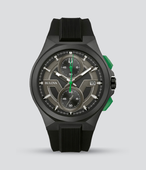 98B381 BULOVA BLACK DIAL SILICONE MACHINE